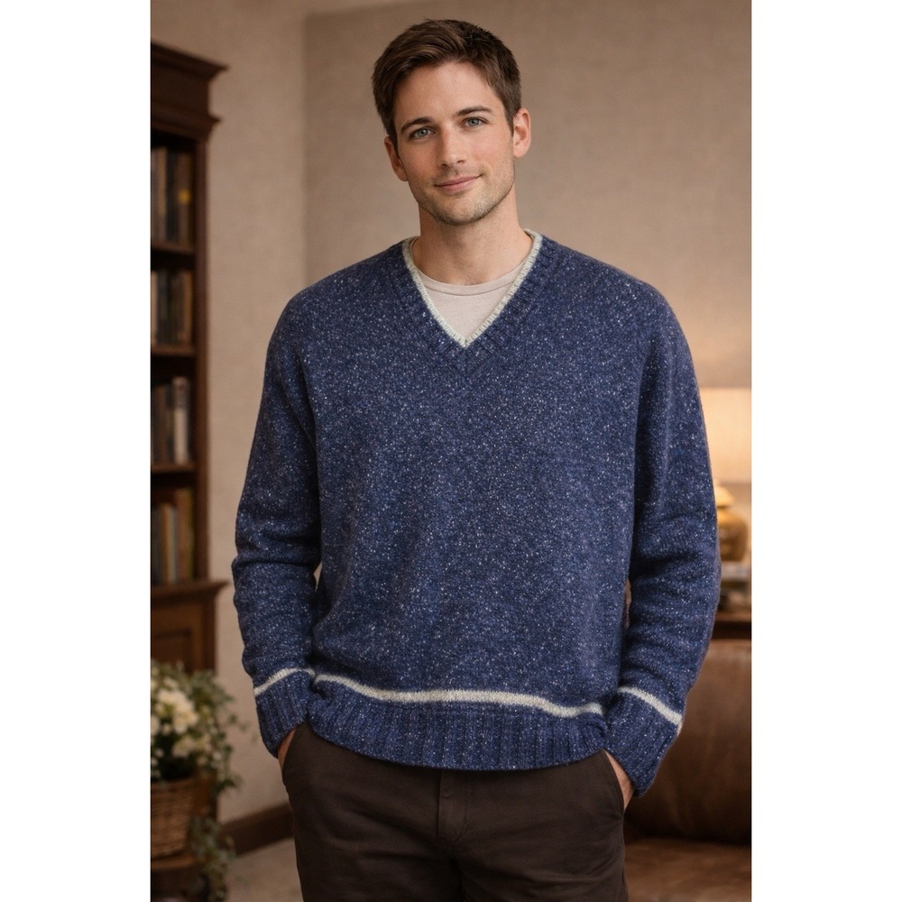 Woolrich Sweater Men's Size L Wool Navy Pullover Long Sleeve Academia Preppy